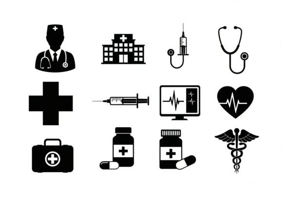 Black and White Medical Stethoscope