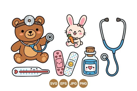 Cute Medical Kids Clipart Set