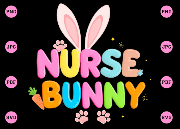 Easter Nurse Bunny SVG Retro PNG