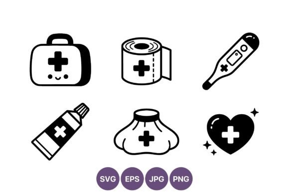 Medical Icons Set First Aid Kit