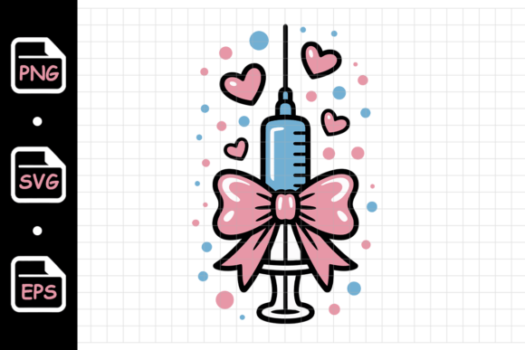 Medical Syringe with Pink Bow and Hearts